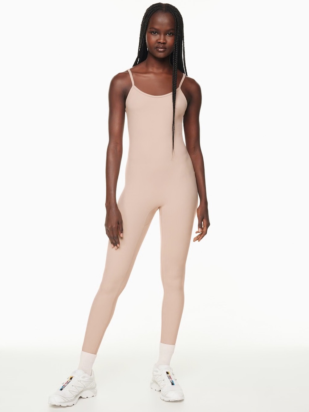 Aritzia TNA Butter Rhythm Jumpsuit in Tan Camel Catsuit Athleisure Yoga